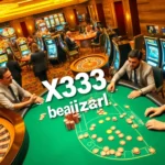 Experience the excitement of a casino with players engaging at blackjack and roulette tables, and discover X333 baixar options for enhancing your game.
